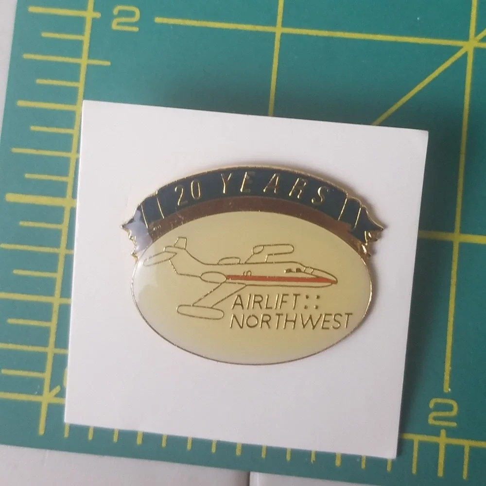 Airlift Northwest 20‎ Years Aviation Jet Airplane Enamel Lapel Pin vintage